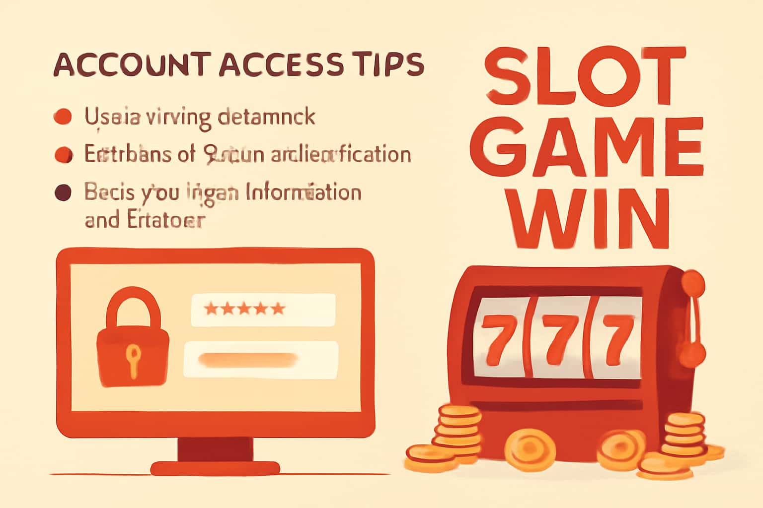 Informational scene illustrating account access tips for Slot Game Win.