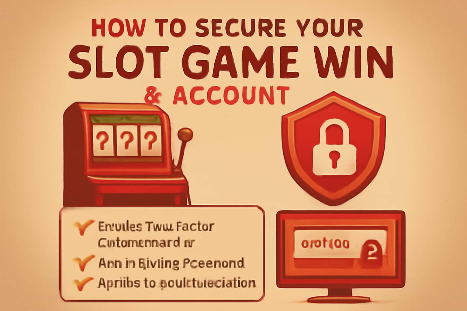 Informational scene depicting security measures for Slot Game Win accounts.