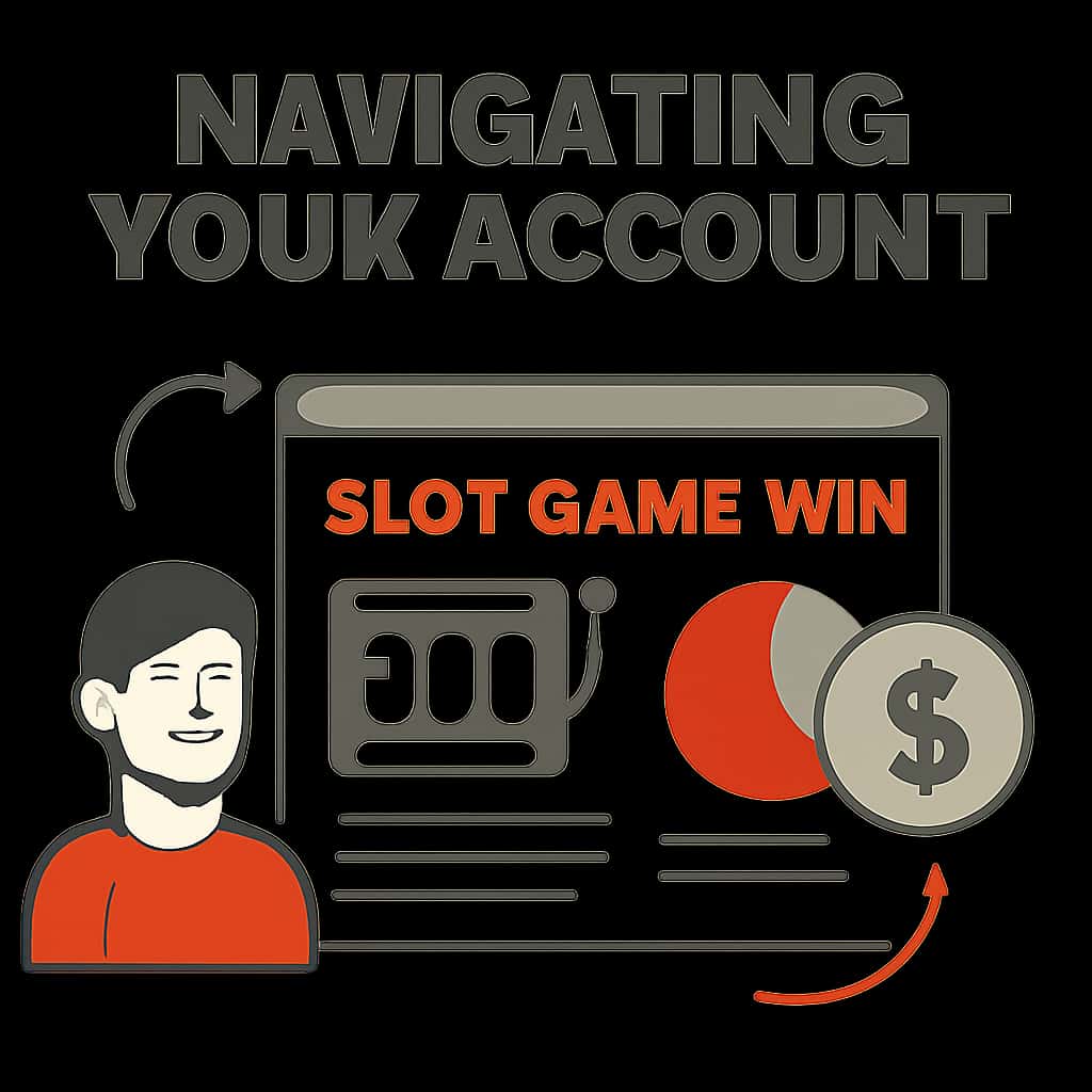 An educational illustration about the navigation of Slot Game Win accounts.