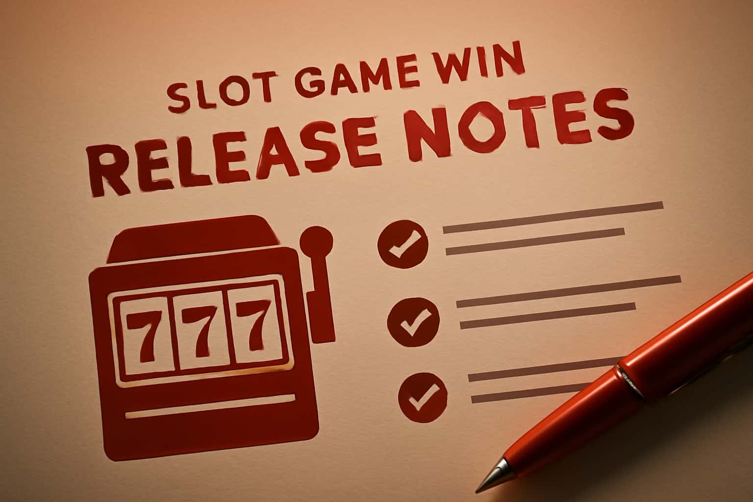 An illustrative representation of Slot Game Win Release Notes with technical elements.